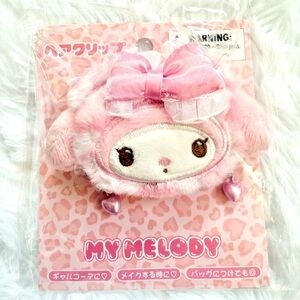 NEW Sanrio My Melody Leopard Print Hair Clip Pin Charm Gal Bear Ears Kawaii Pink